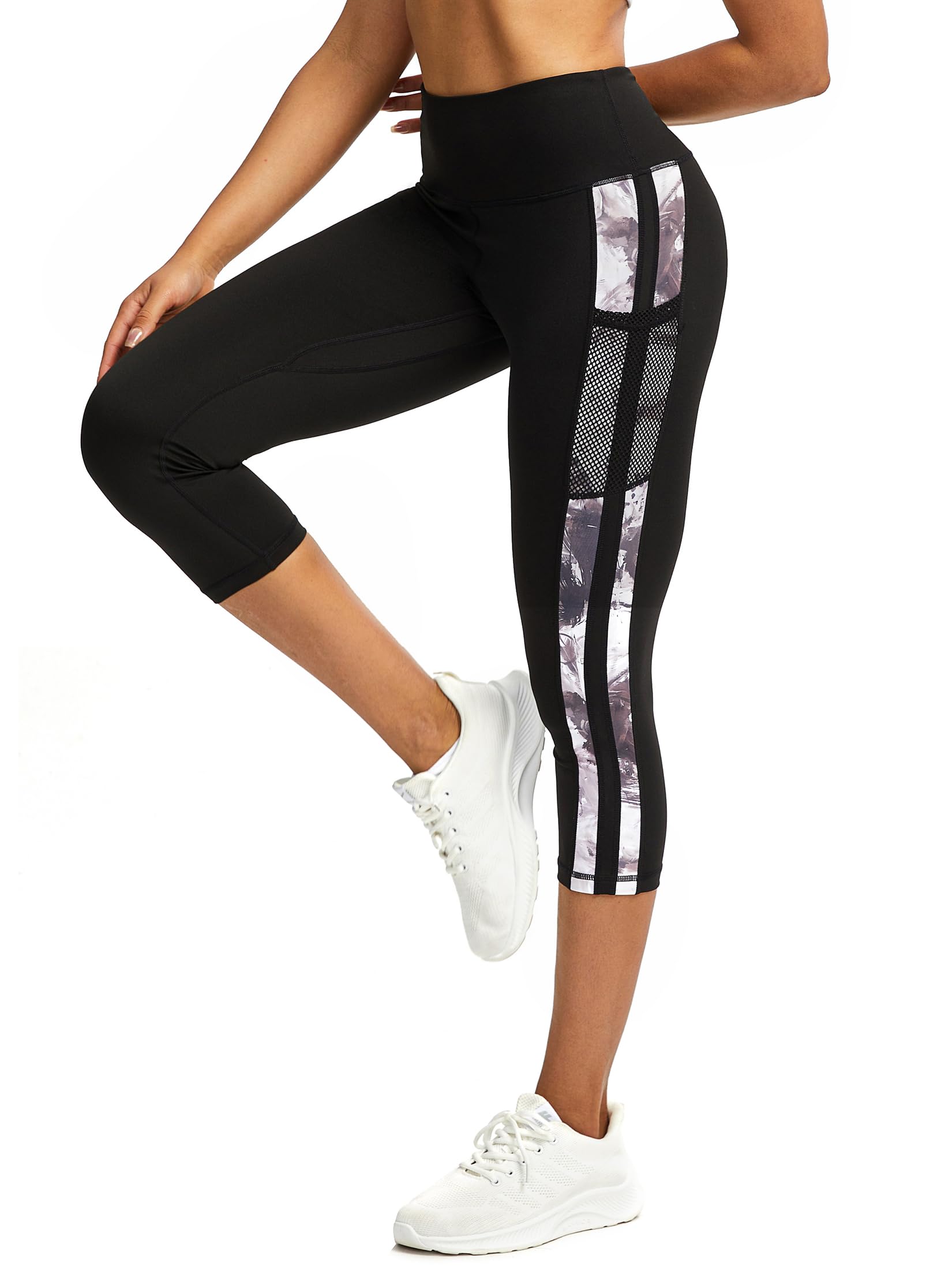 Leggings para mujer 3/4 pantalones de chándal para mujer con bolsillos, pantalones deportivos para mujer, 3/4 opacos, pantalones de fitness para mujer