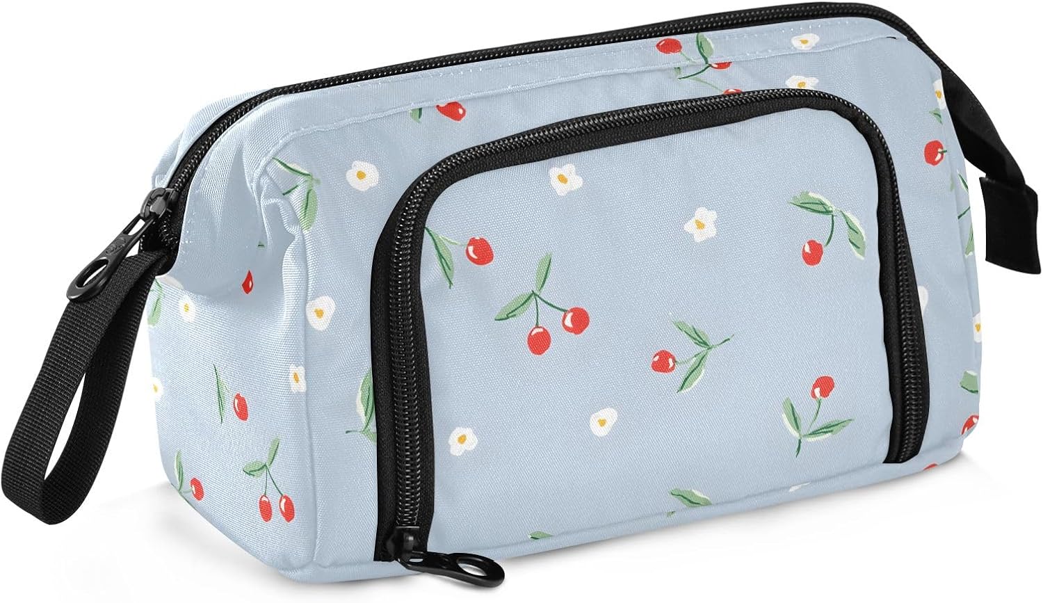 Cherry Light Blue Large Capacity Pencil Case Pen Bag Zipper Pencil Pouch Big Aesthetic organizer Back to School Supplies