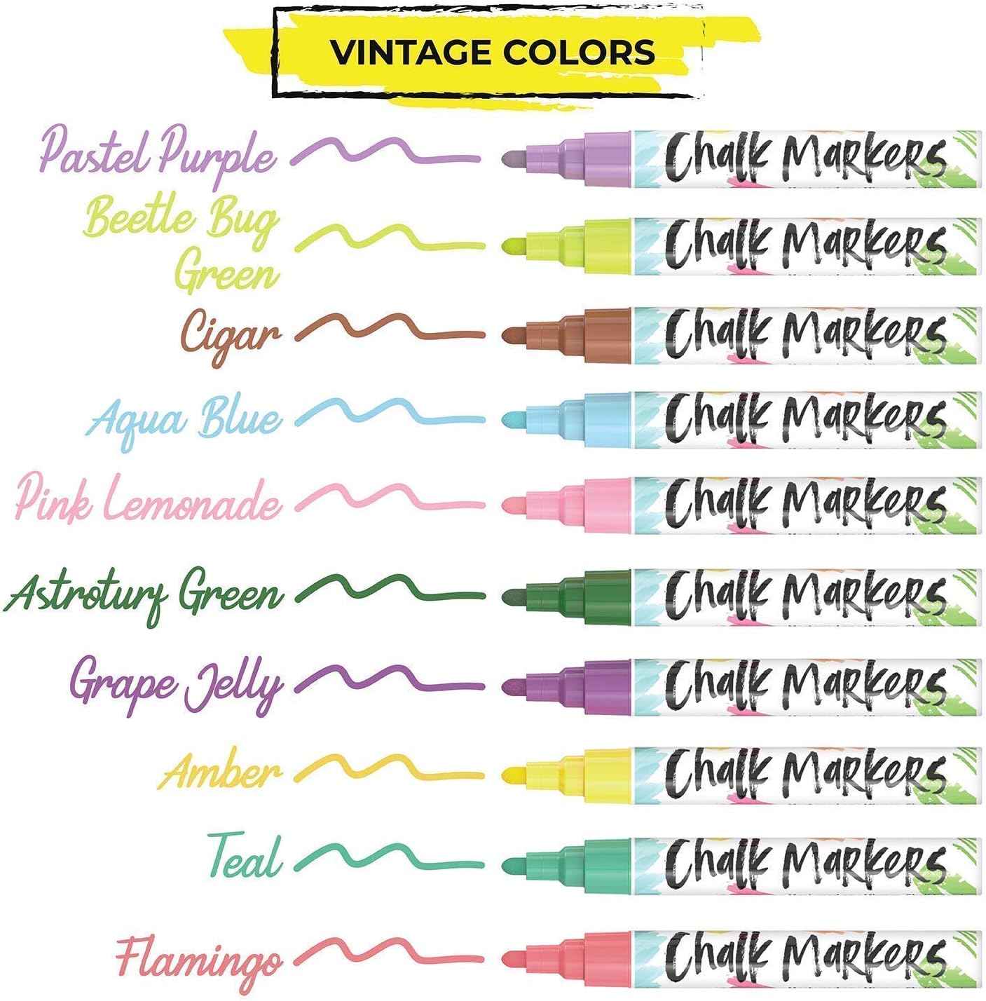 40 Neon, Classic, Metallic 6mm + 5 White + 10 Vintage 6mm Chalk Markers Bundle