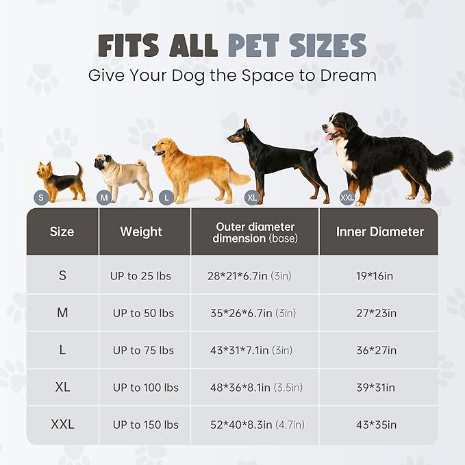 Cama Redonda Perro Grande 109cm con Espuma Viscoelástica y Funda Lavable miniatura 2