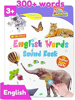 ZeenKind Learn English Talking Books for Kids 3+ Years Old | 300+ Words Early Learning Interactive Sound Book for Toddlers & Babies | Spell Speak and Read Electronic Toys | Musical Educational Toy