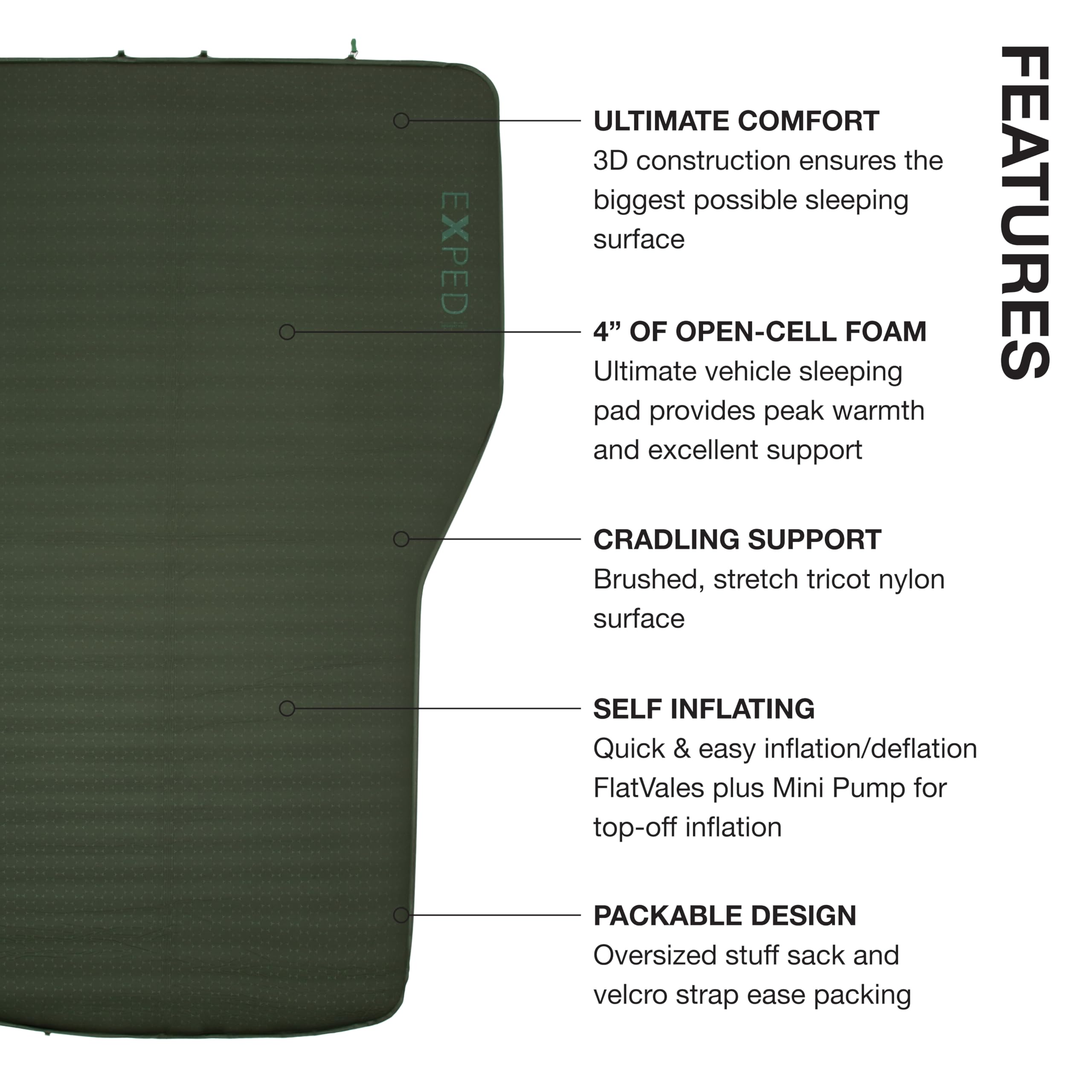 Exped DeepSleep Mat Single LW – Materassino Auto Autogonfiante 7,6 Cm Con Pompa, Schiuma Isolante