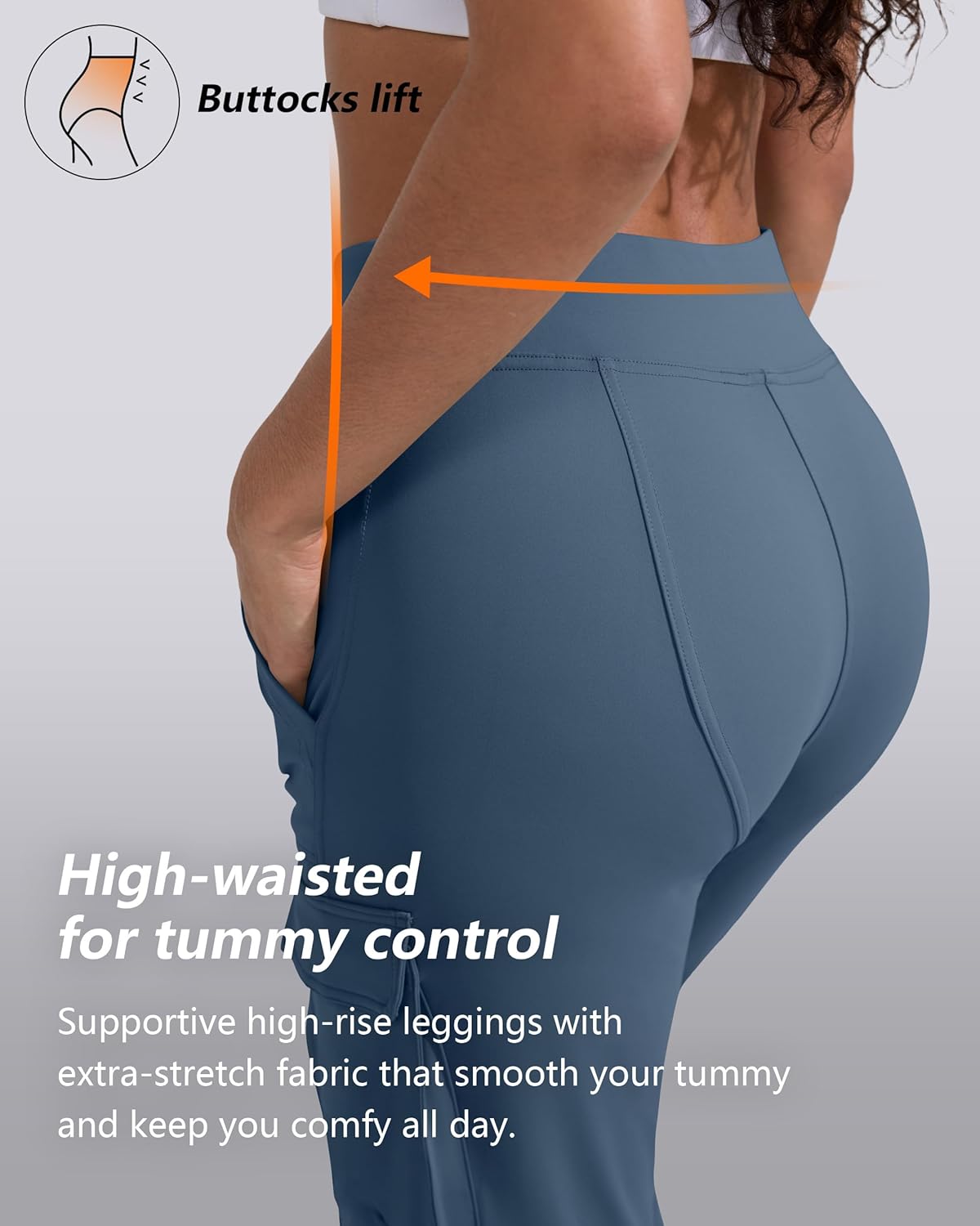 Cargo Yoga Pants for Women High Waist Workout Pants Joggers Loose Leggings with Pockets Drawstring Casual - Image 5