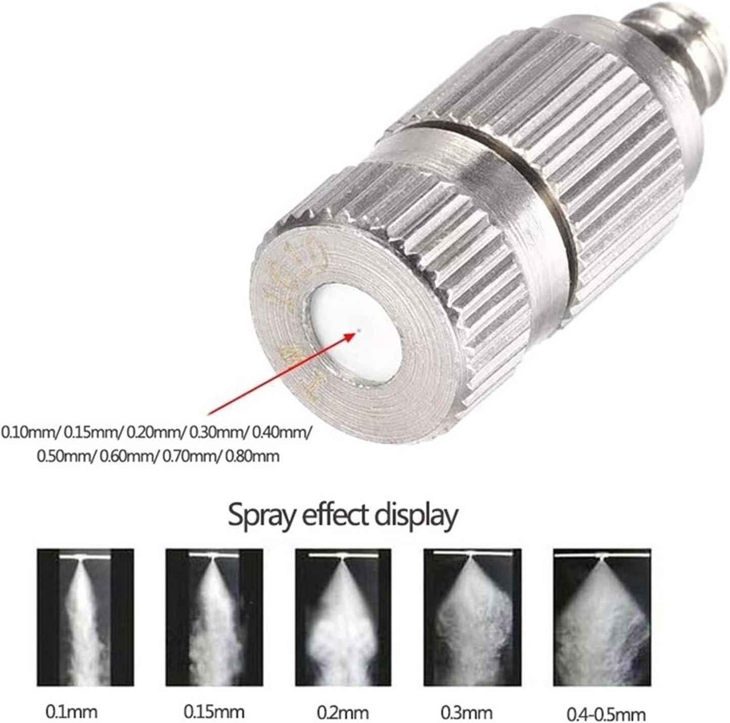 100pcs Misting Nozzle Kit for Cooling System, High Pressure 3/16" Threaded Mister Nozzles, Brass Anti-drip Fogging Spray Head for Landscaping, Air Humidification, Spraying Disinfection(0.9mm)
