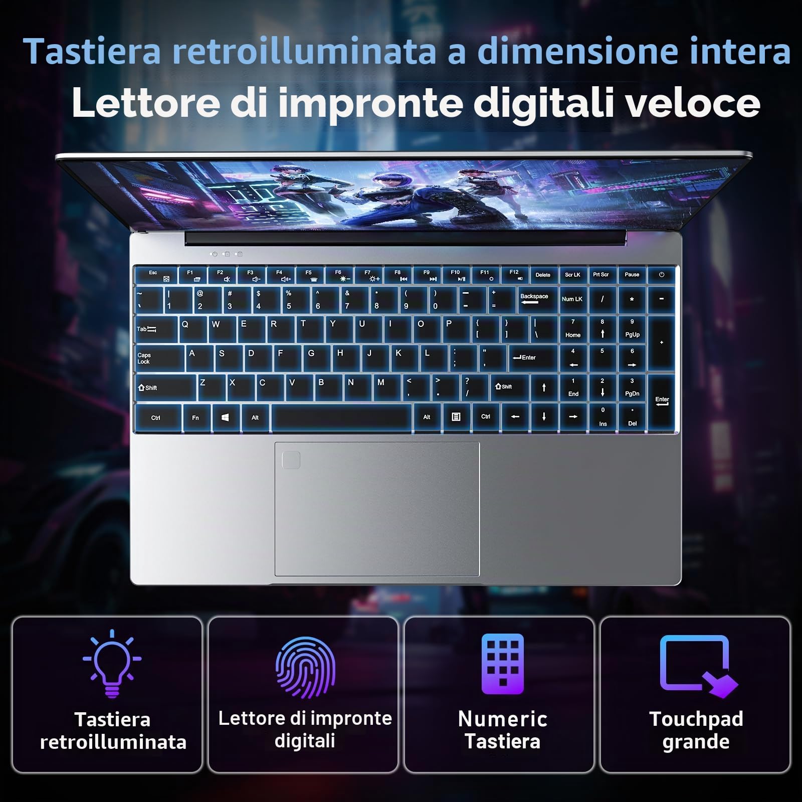 NAIKLULU Computer portatile da gioco 2025 da 16 pollici con processore R-5 7430U, 16 GB DDR4, 1T SSD, display FHD 1920 x 1080P, Windows 11 PRO, WiFi 6, tastiera retroilluminata HDMI, per studenti
