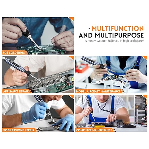 Miniatura 3 de Soldering Iron Kit, Mini Digital Soldering Iron Fast Heating Adjustable Temperature for Welding and Repairing (Black)