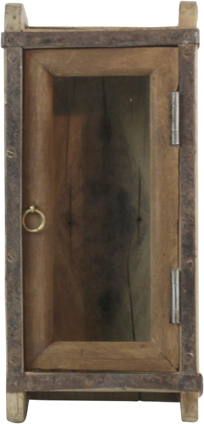 Vintage Wood Brick Mold Shadow Box Cabinet| Wall Shelf Door Hanging Rustic