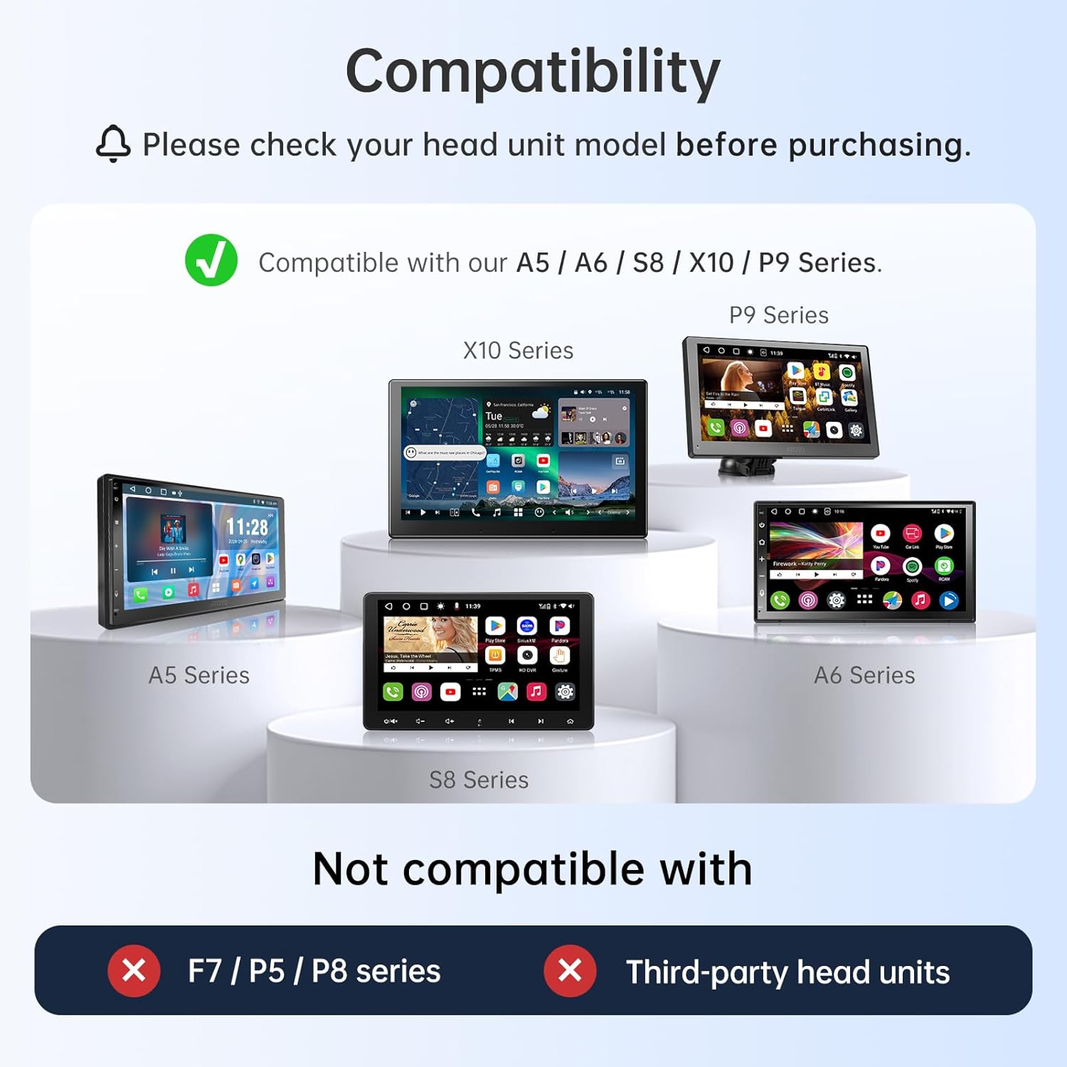 AC-UTP1 USB TPMS External Sensor, Tire Pressure Monitoring Sensors System, Waterproof, Only for A5, A6, S8, P9,X10 Android Series, Not Compatible with F7, P5, P8 Series