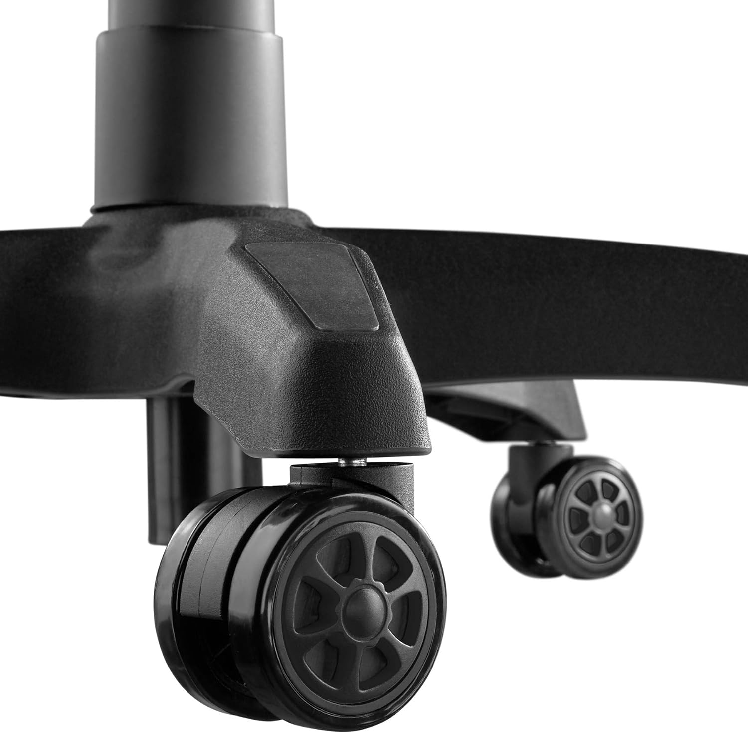 Close-up of the chair's double casters