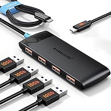 Lemorele Hub USB C pour Ordinateur Portable avec 4 Ports USB 3.2 Gen 2(10 Gbps), Hub USB C Splitter Longueur de Câble 20CM Applicable pour Laptop