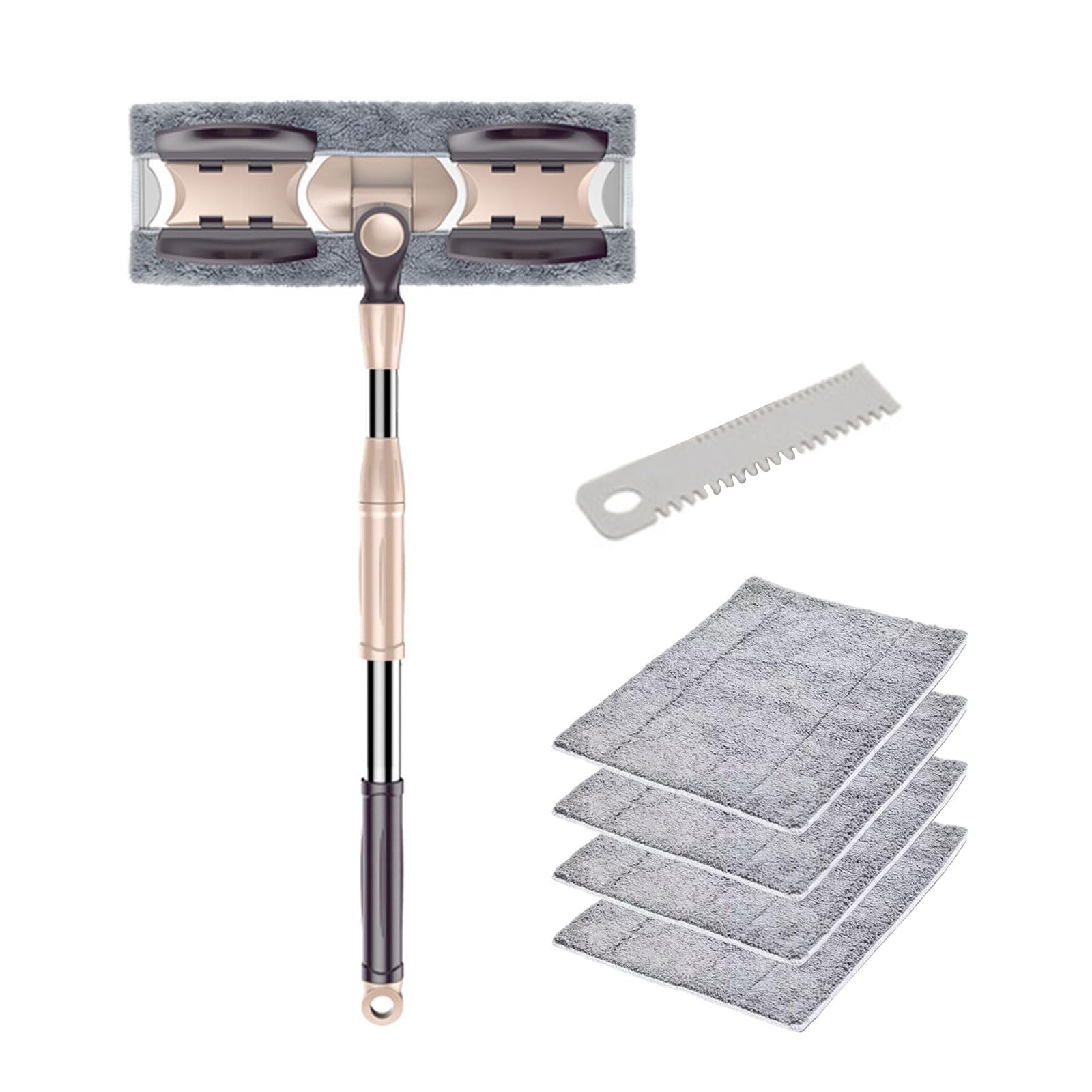 Aluminum Flat Mop for Household Cleaning 360 Degree, Dusting Microfiber Pad Lazy Tool, 133cm Handle Extended Rectangular Household Mop