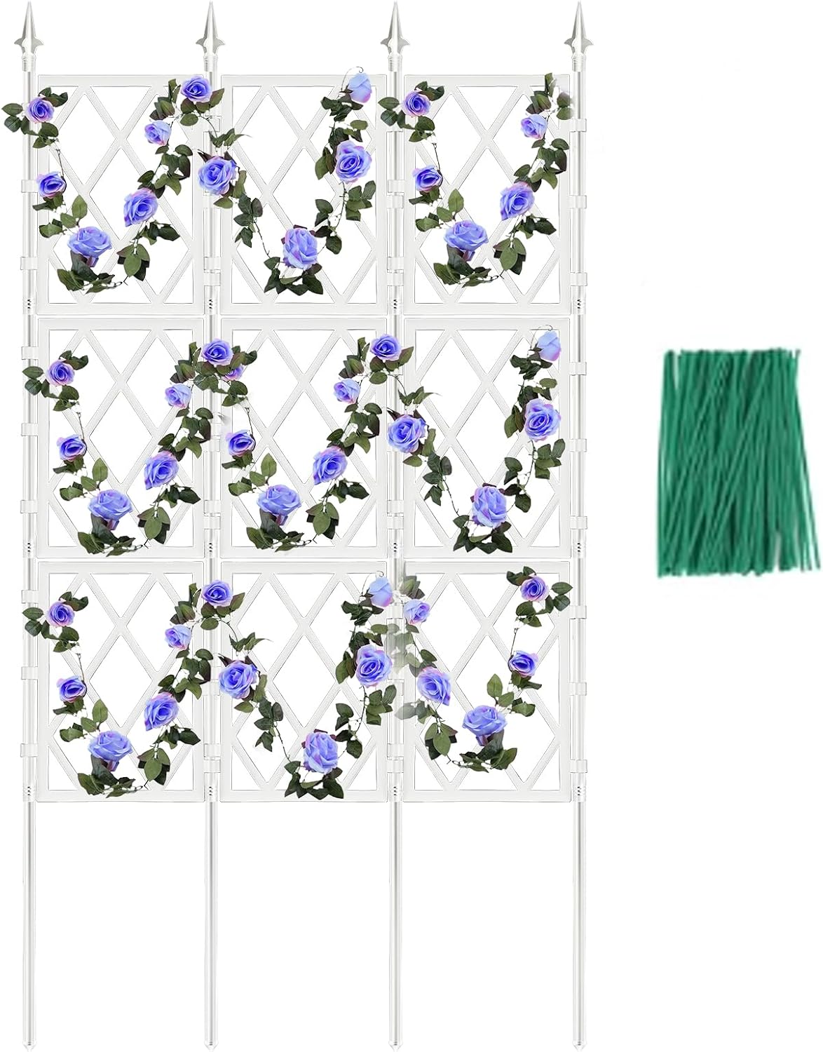 Garden Trellis for Climbing Plants Outdoor 5.25 FT, Iron Pipe Metal Support Wall Tall Plant Trellis Lattice Fence Plant Support with Garden Twist Tie for Ivy Vines Rose