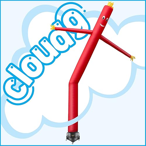 Miniatura 5 de Cloud 9 Hombre de tubo inflable con soplador, marioneta de aire bailarín roja de 20 pies con brazos que agitan
