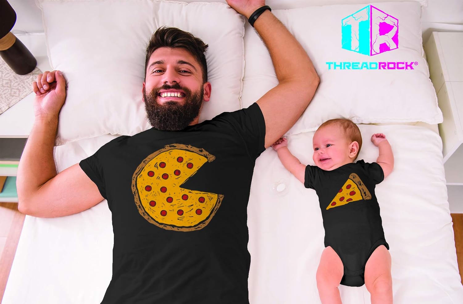 Threadrock Pizza Pie & Slice - Dad Baby Toddler Son Daughter Matching Shirts Set - Image 3