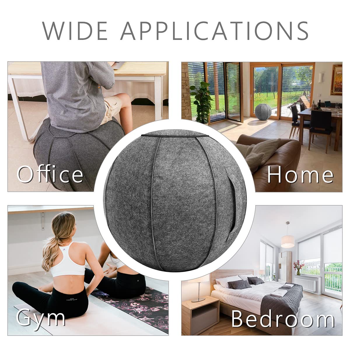 Copertura per Sedia Pilates Yoga Ball, Copertura per Sedia Exercise Ball, Copertura per Palla D'equilibrio, Coperture Protettive Antipolvere con Maniglia