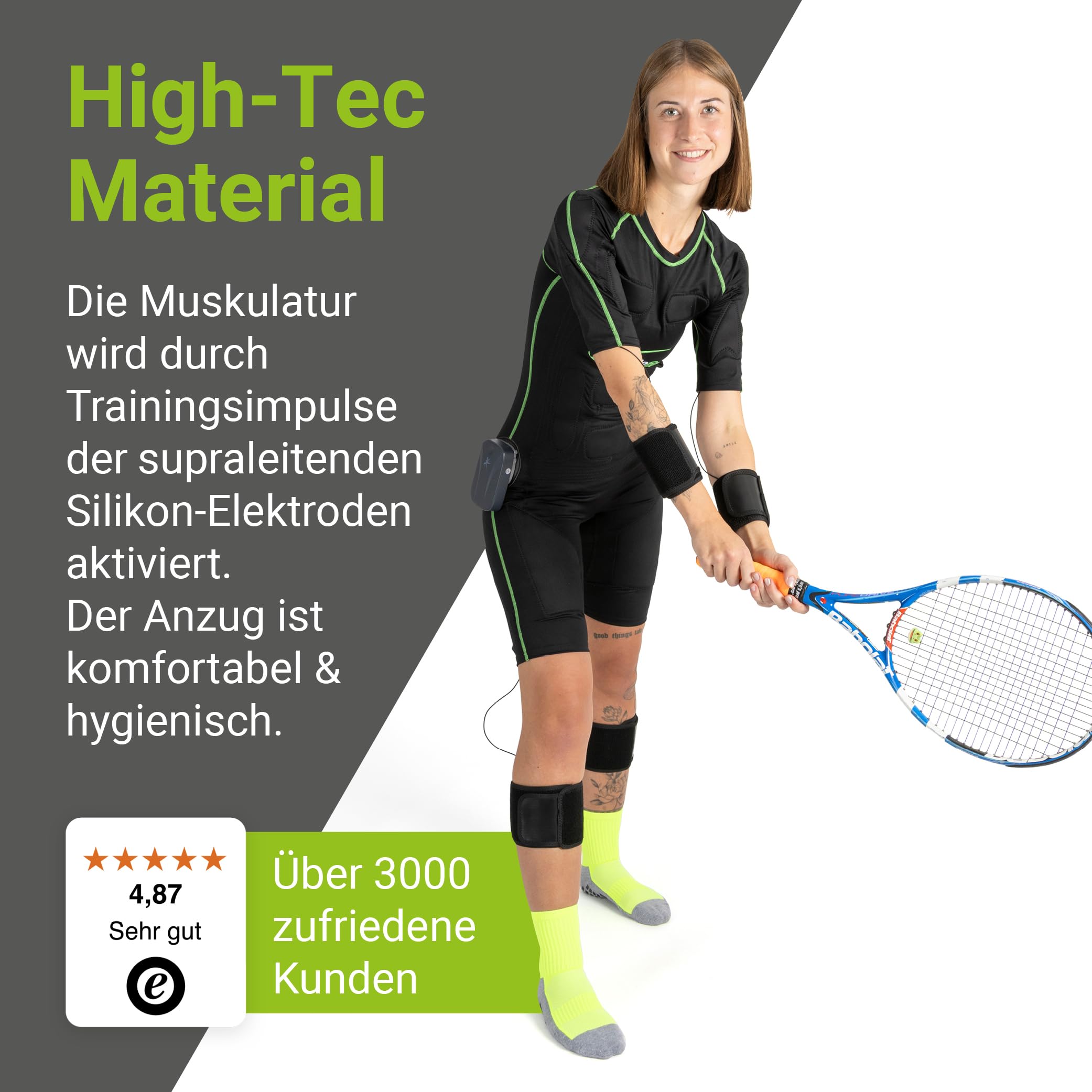 eaglefit - Connect EMS Anzug mit 28 Elektroden inkl. Box zur Steuerung - Training für Zuhause, Kleidung für Ganzkörper-Workout, Muskeltrainer, Bauchtrainer, gezielte Muskelstimulation Damen & Herren