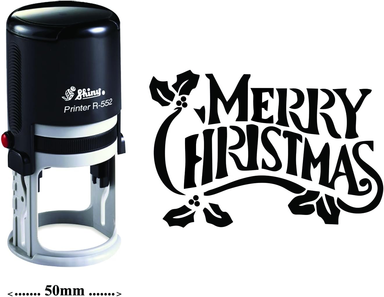 Merry Christmas Self Inking Rubber Stamp-Round/Christmas stamp/Gift/Size:50 MM