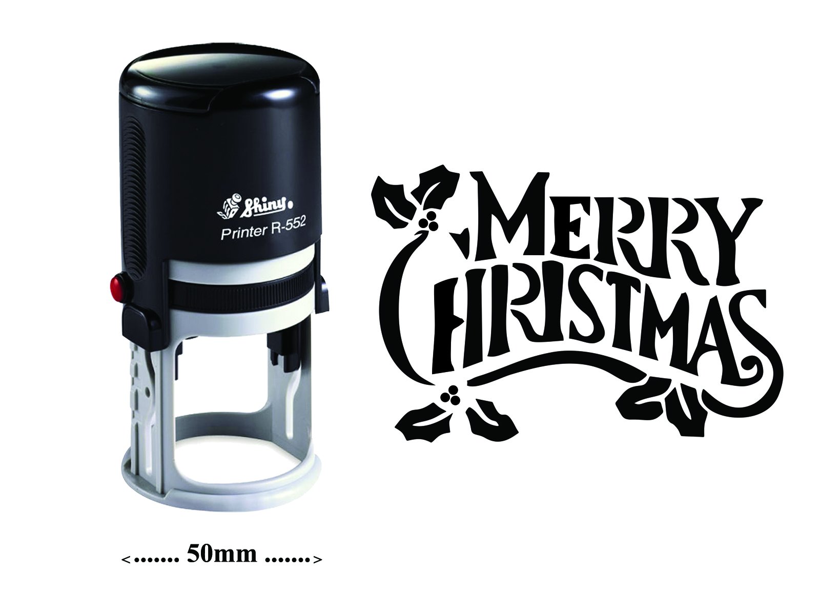 Merry Christmas Self Inking Rubber Stamp-Round/Christmas stamp/Gift/Size:50 MM