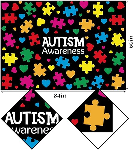 Miniatura 3 de Hafangry Mantel de concientización sobre el autismo pieza de rompecabezas soporte inspirador de corazón decoración rústica de abril cocina comedor