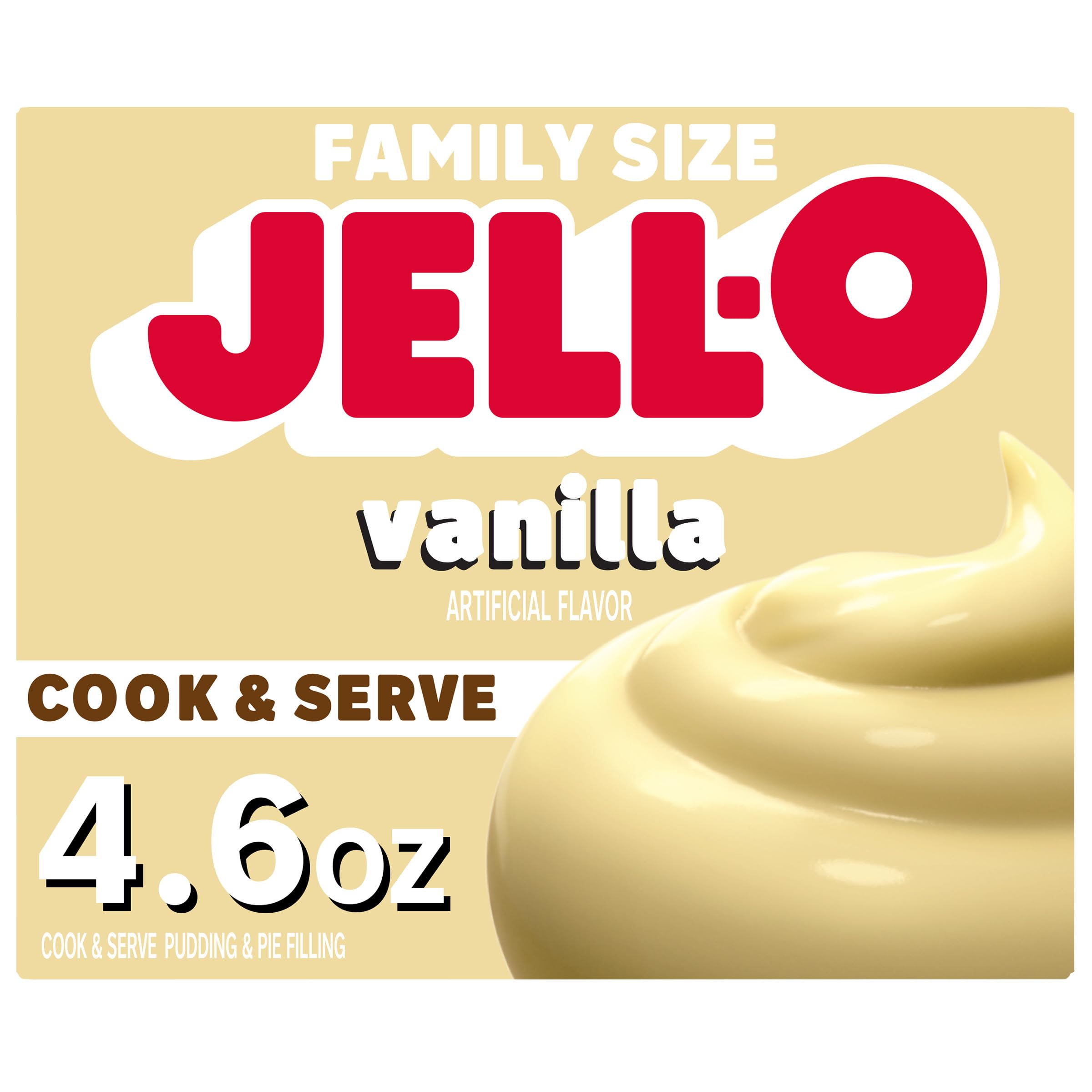 Jell-O Cook & Serve Vanilla Pudding & Pie Filling Mix, 4.6 oz Box