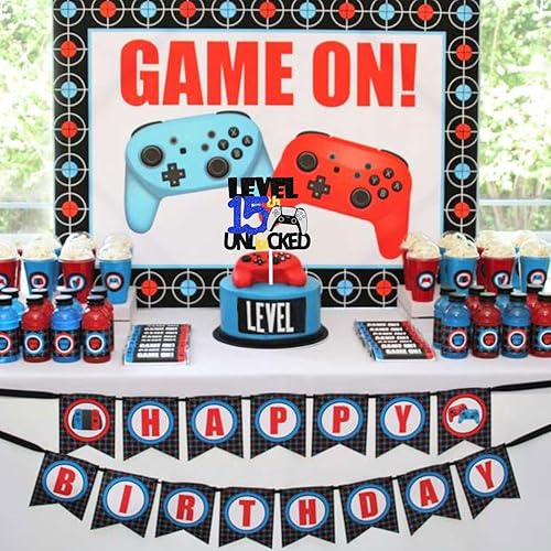 Miniatura 4 de Teen Level Up - Decoración para pastel de feliz cumpleaños, fiesta nocturna de videojuegos para niños o niñas, fiesta de controlador, decoración de