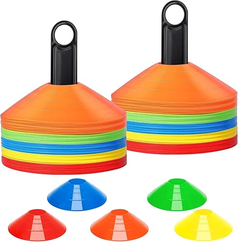 BiAnYC 25/50/100 Pcs Pro Disc Cones - Training Cones Agility Soccer Cones with Carry Bag for Training, Soccer, Football, Basketball,Kids and Other