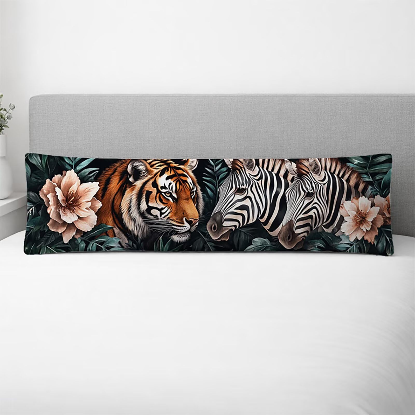 Poszewka na poduszkę 60 x 180 cm, długa, 180 x 60 cm, poduszka do spania na boku, tygrys z dwustronnym nadrukiem na całej powierzchni, poszewka na łóżko, poduszka dla kobiet w ciąży, dekoracja pokoju