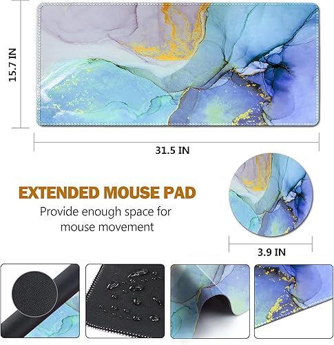 Miniatura 7 de AIMSA - Alfombrilla de mouse grande para juegos, extendida con borde cosido, alfombrilla de mouse para teclado XL, base de goma antideslizante, 31.5