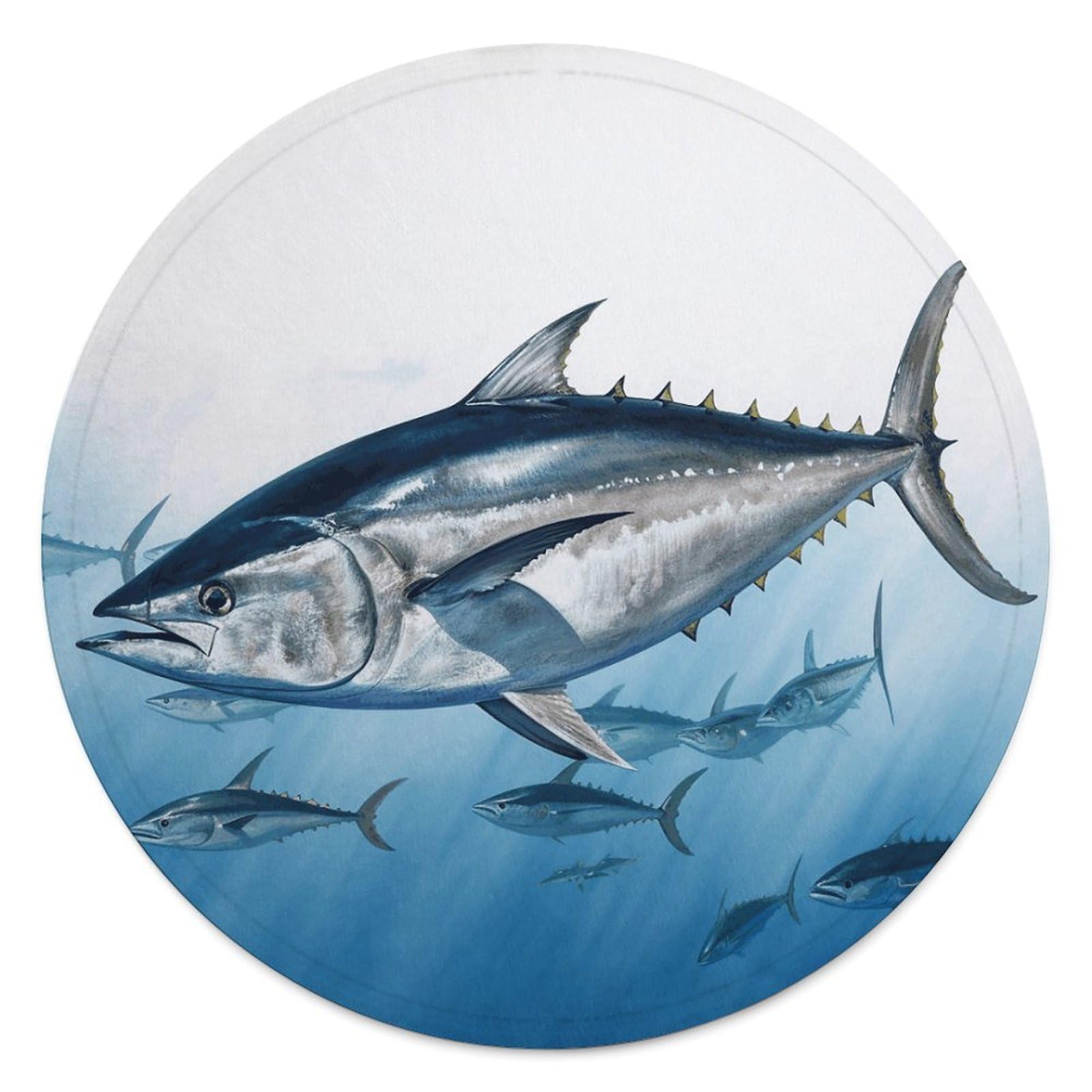 Bluefin Tuna Thunnus Blanket Novelty Round Tapestry Super Soft Flannel Mom Blanket Cozy Beach Throw Tapestry Lightweight Thick Throw Blankets for All Seasons Diameter 59.1 in