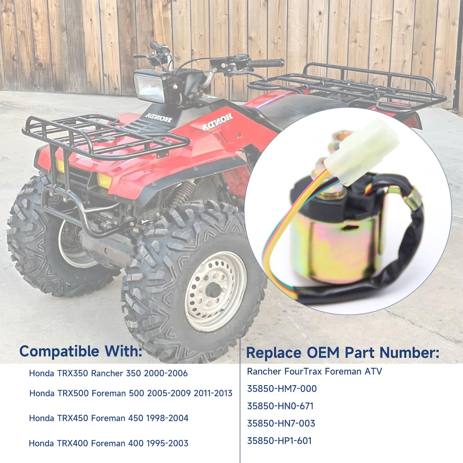 Starter Relay 100A 2-Pack Starter Solenoid Relay For Honda TRX ATV Models -  12V 100A Replacement For TRX90-TRX680 TRX450 Solenoid