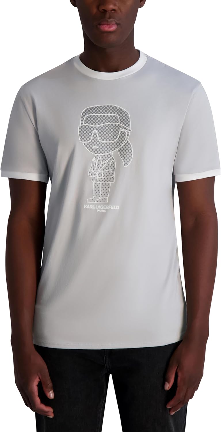 Karl Lagerfeld Mens Short Sleeve Crewneck Graphic Design T-Shirt