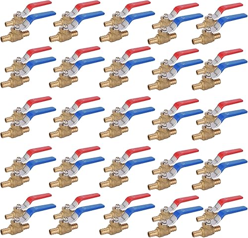 Vista 17 de Paquete de 2 válvulas de cierre PEX de 3/4 pulgadas, válvulas de bola de puerto completo de giro de 1/4 de pulgada, válvula de cierre de agua fría