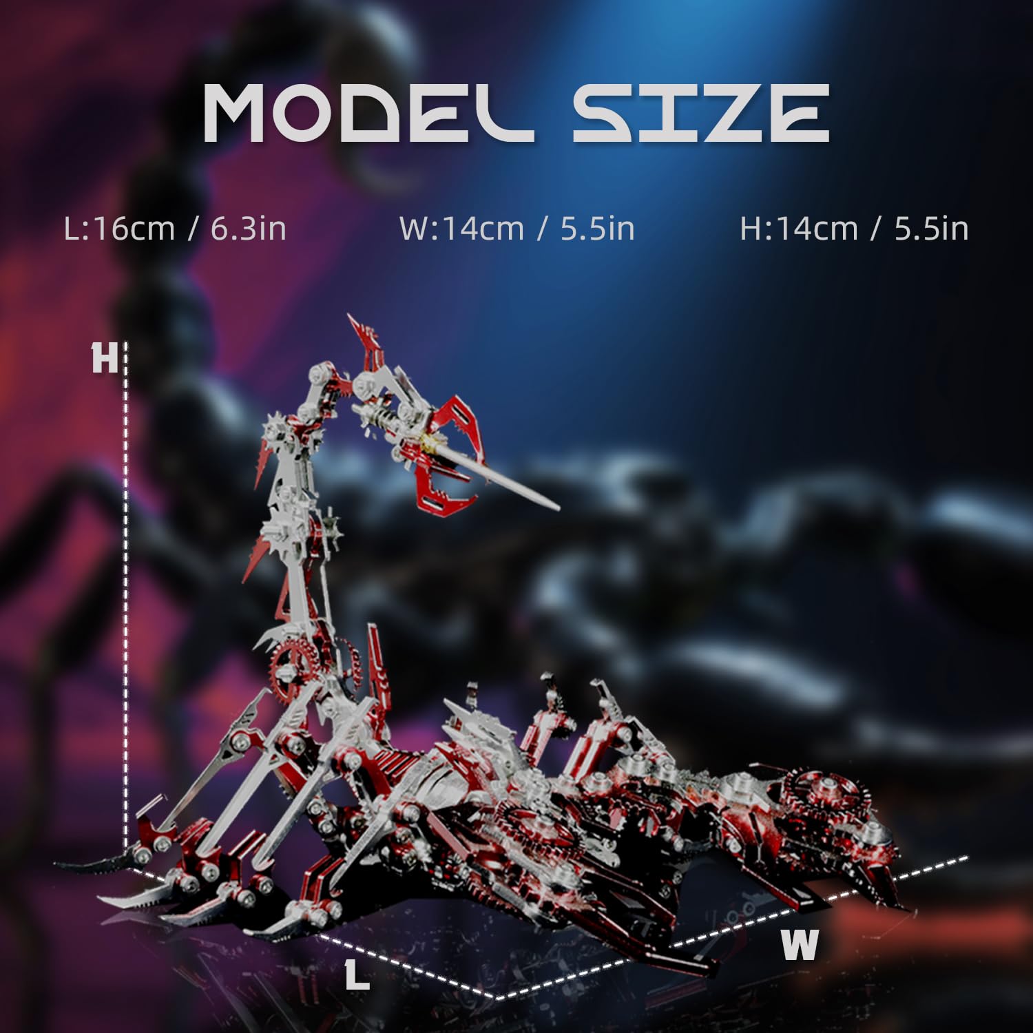 Metalowe puzzle 3D Scorpio dla dorosłych DIY zestaw do budowy mechanicznej z fajnym narzędziem do dekoracji biurka dla mężczyzn lub miłośnika budownictwa 3D