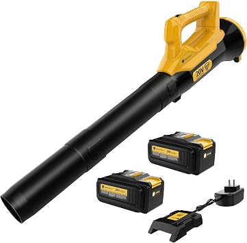 ORIENTOOLS 20V Cordless Leaf Blower with UL 62133 Certified 2x2.0Ah Batteries and Charger, 90 min Run time, for clearing Leaves, Dust, Debris, Light Snow from Walkways, Driveway, Yard