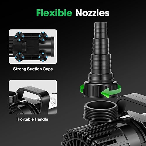 Miniatura 3 de VIVOSUN Bomba de agua sumergible de 3000 GPH con bolsa de barrera, bomba de estanque de 150 W con 18 pies. Altura de elevación, bomba de acuario