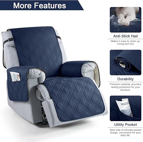 Miniatura 121 de TAOCOCO Funda para silla reclinable 100% impermeable, fundas antideslizantes para silla reclinable con bolsillo, protector de muebles lavable