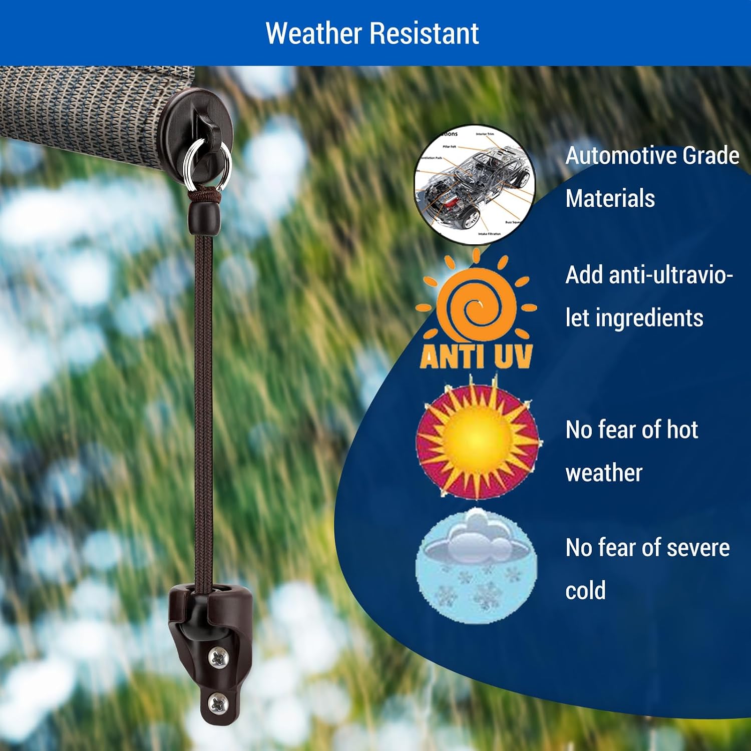 Coolaroo Replacement Parts Shade Tie Down Kit,8-inch Extended Bungee