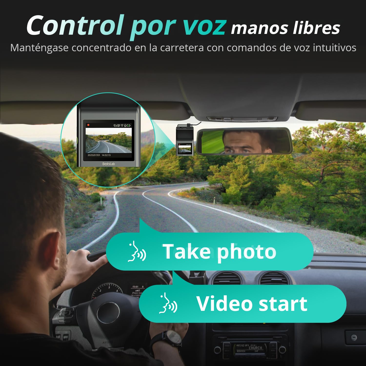 BOTSLAB 4K Cámara Doble para Salpicadero Delantera y Trasera, Sensor STARVIS 2, GPS Integrado, Control por Voz, Cámara WiFi de 5 GHz para Automóviles, Tarjeta de 64 GB Incluida.
