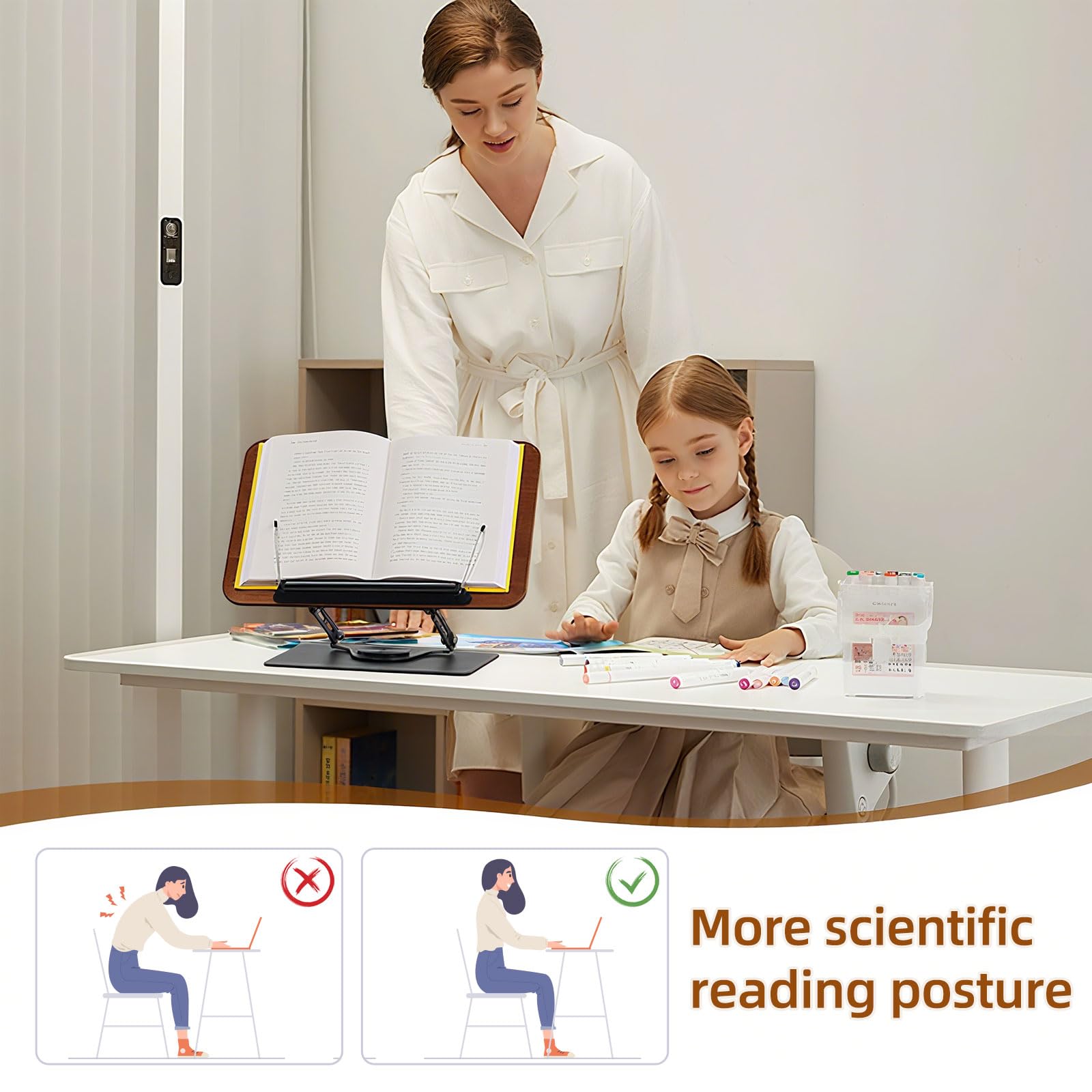 Supporto Regolabile 2 in 1, Supporto per libri con vassoio,Supportos Proiettore,Leggio Musicale,altezza regolabile da 91-119cm, Tavolino Portatile Standing Desk Tavolo,