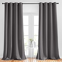 NICETOWN Grey Bedroom Blackout 90 inch Curtains - Grommet Energy Saving Thermal Insulated Room Darkening Drapes Sound Dampening Window Treatments for Living Room (2 Panels, W52 x L90)