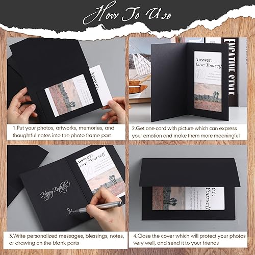 Miniatura 3 de Fainne Paquete de 150 carpetas de fotos de cartón de 4 x 6 pulgadas, marco de fotos, tarjetas de agradecimiento, carpetas de cartón, tarjetas de
