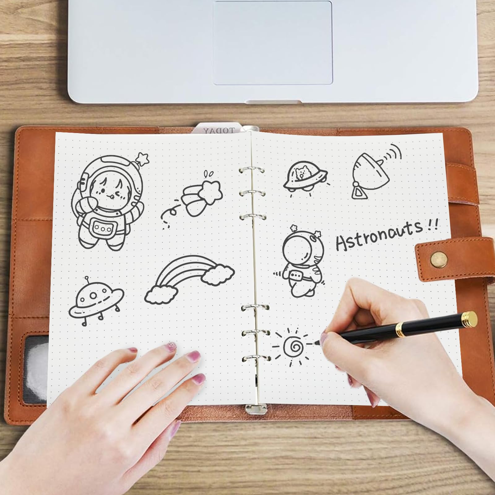 Carta A5 a pois 6 raccoglitori ad anelli 135 fogli ricaricabile bullet journal