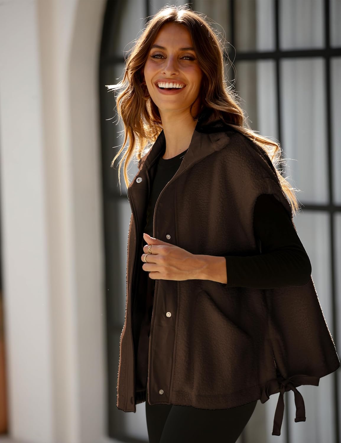 Athlisan Womens Fleece Vest Casual Sleeveless Button Down Sherpa Jacket Outerwear with Pockets - Image 5