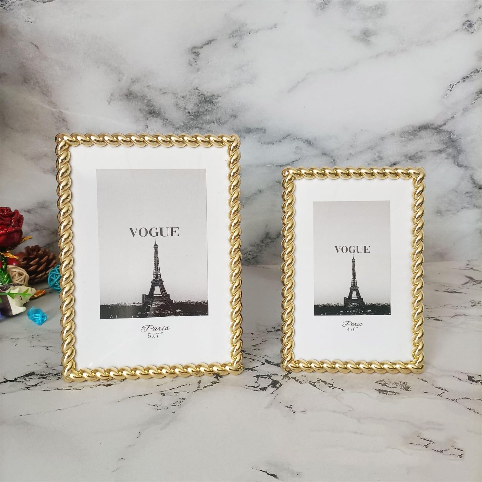 Marcos de Fotos, Estilo Nórdico Regalo Multifuncional Expositor de sobremesa Resistente Duradero Portátil Muestra Tus Recuerdos Marco de Fotos Adorno de sobremesa(2 pcs)
