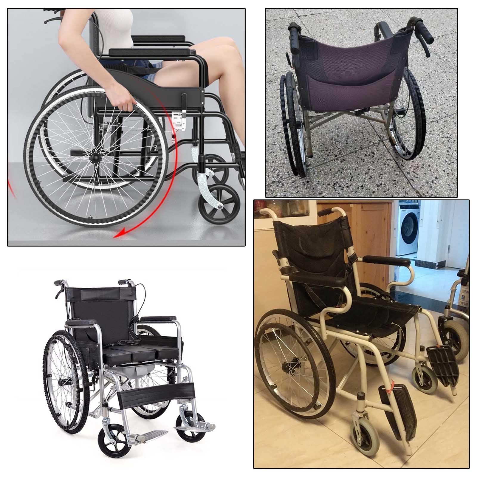 WORDFUN Rollstuhlräder Hinterrad, 24 Zoll Ersatzrollen, rutschfest, Tragfähigkeit 120kg, Verschleißfester Vollreifen, Rollstuhlreifen Pannensicher, Einfach Zu Scrollen, Schwarz, Grau, 2 Stück