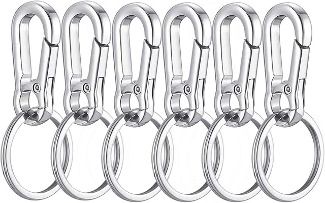 nuoshen Metal Keyring, 6 Pcs Keychain Carabiner Clip Keyrings for Craft Lobster Clasps Swivel Clips