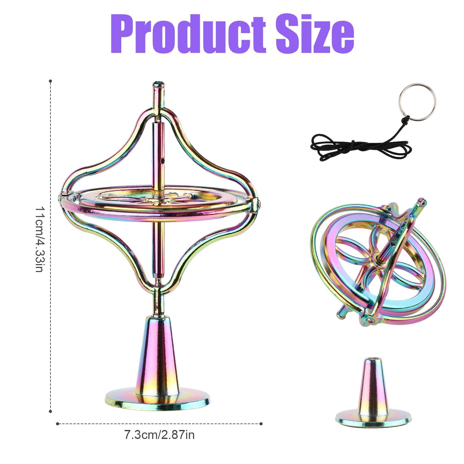 Colorful Metal Anti Gravity Spinning Fingertip Gyroscope Balance Top - Rotating Desk Toy for Boys & Girls - Educational Gift - Image 2