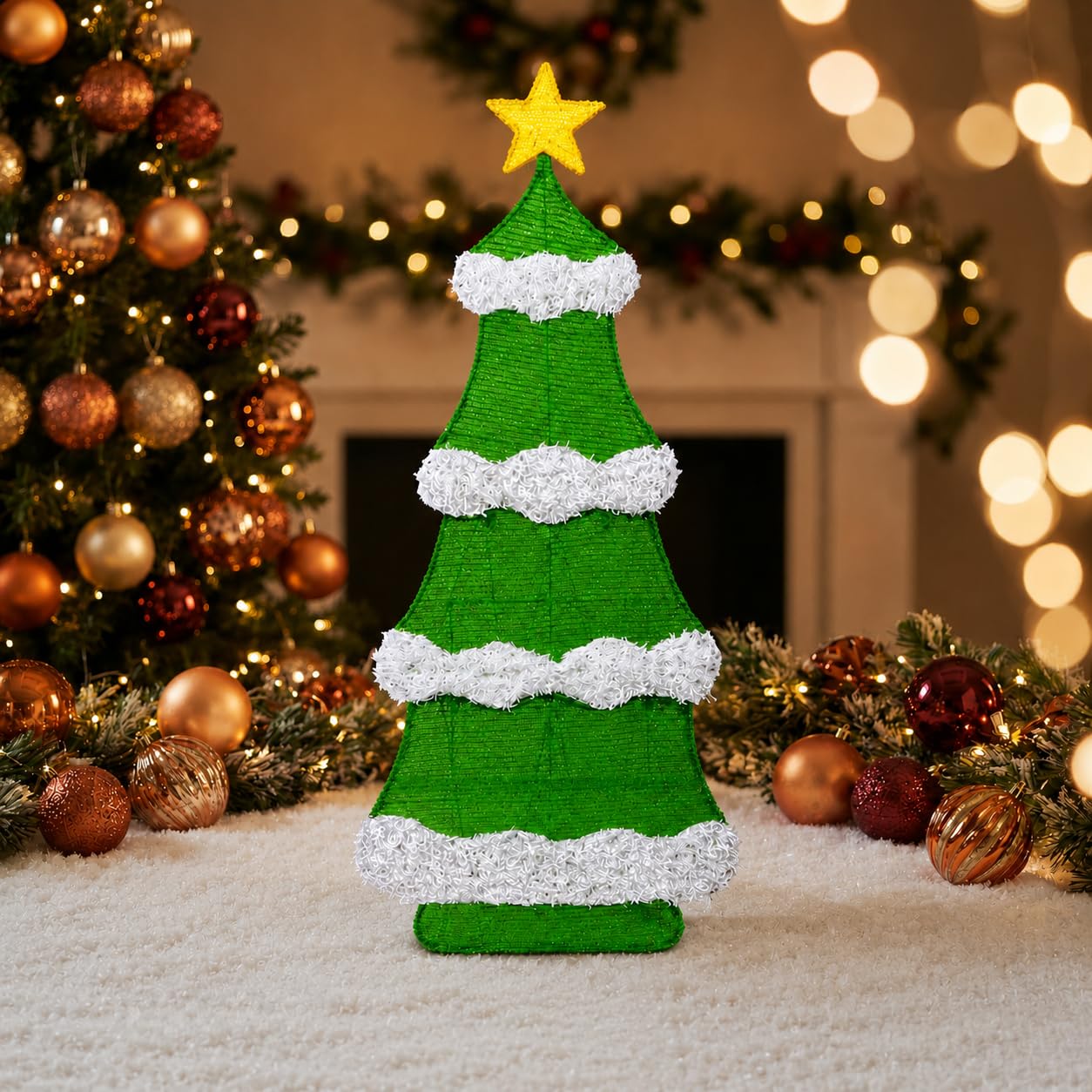 Árbol de Navidad 2D de 3 pies para decoración exterior en jardines y terrazas