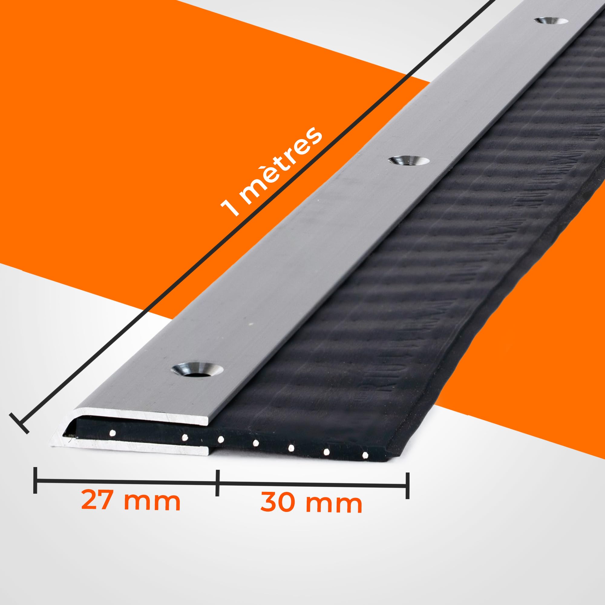 Boudin de Porte 1 m 30 mm Bas de Porte Anti Souris et Rongeurs, Profilé en Aluminium avec Joint Santoprene™ et Renfort en Fil d’Acier Inoxydable, Qualité Professionnelle