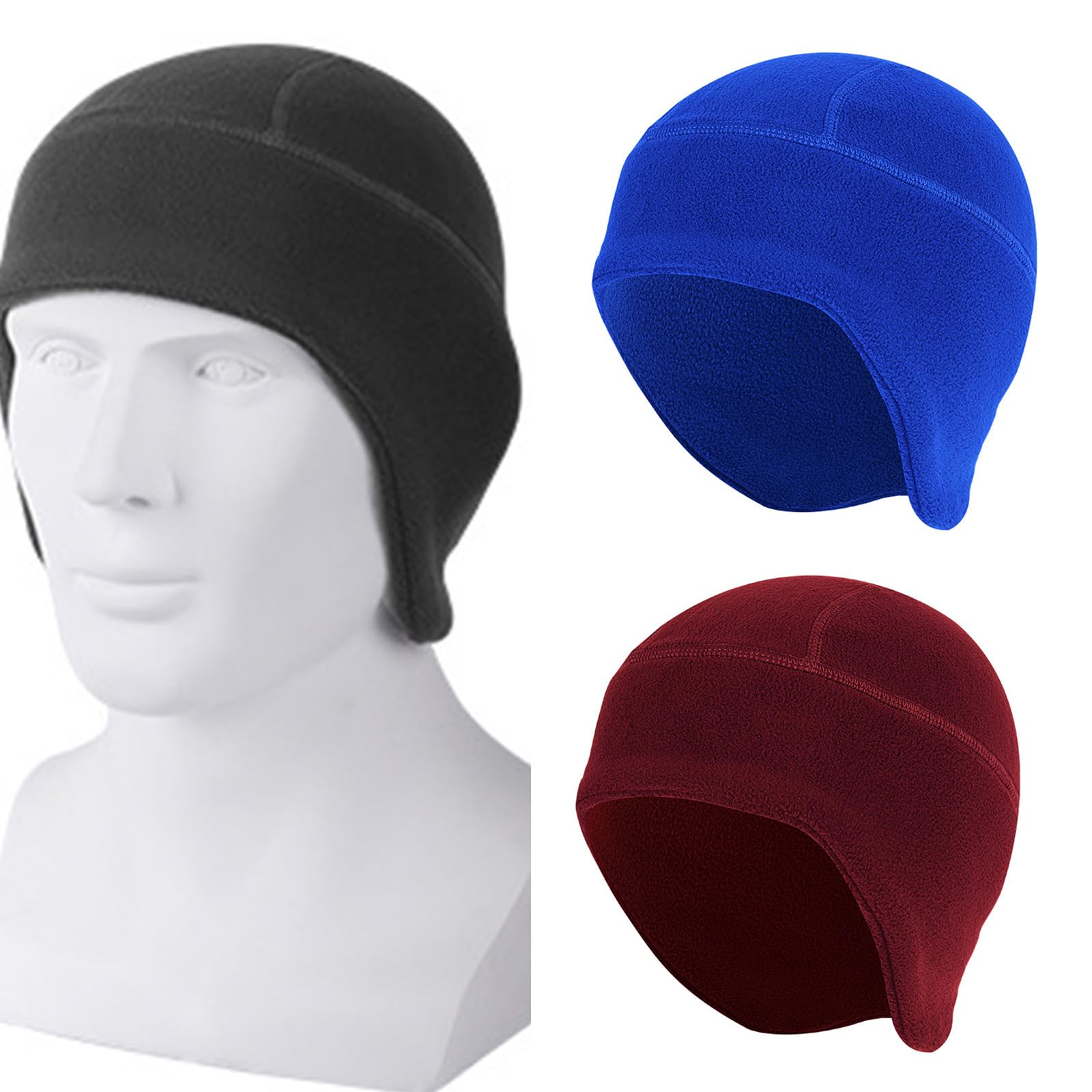 Dsgzkk Hat,Winter Skull Hat for Outdoor Sports Ear Muff Windproof Hiking Skiing Headwear Thickened Fleece Hat Wine Red